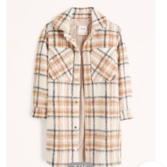 Abercrombie & Fitch | Unisex Street Style Plain Logo Outerwear Plaid Cream/Beige - Picture 7 of 10